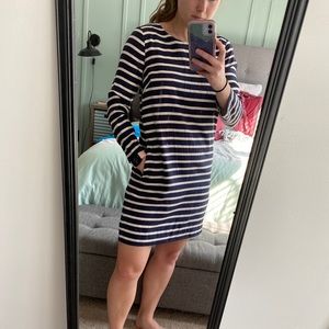 Navy red and white stripe dress